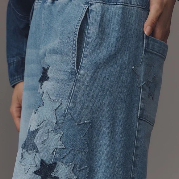 Pilcro Denim Star-Patterned Flare Jeans - Picture 6 of 8